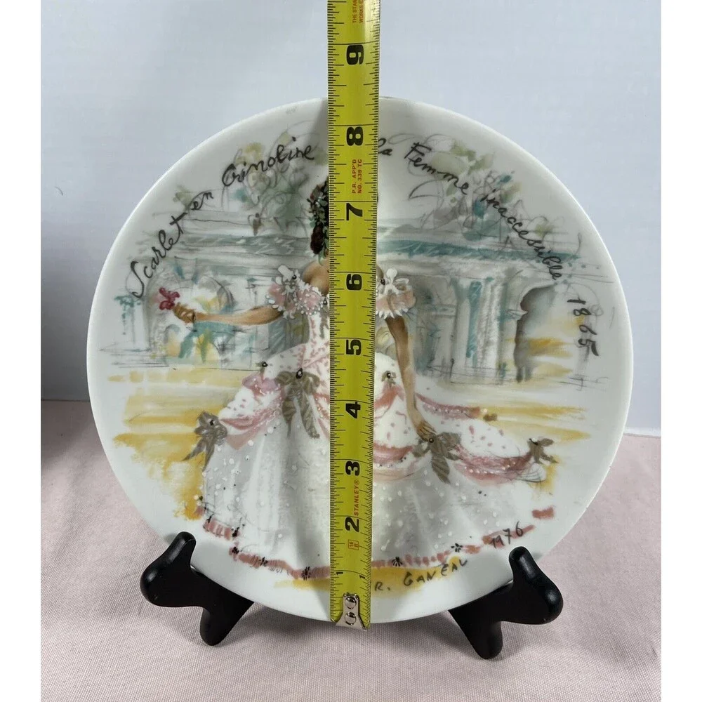 Henri D'Arceau, Limoges Le Femmes Du Siecle Scarlet en Crinoline 1865 Plate
